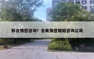 和合情感咨詢？合美情感婚姻咨詢公司